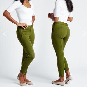 Betabrand Size XL Long Cigarette Dress Pants Yoga Skinny Leg Ankle Zip Green